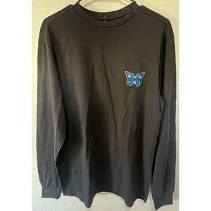 NWT Eighty Eight Brand Black Long Sleeve T-Shirt With Butterfly Patch